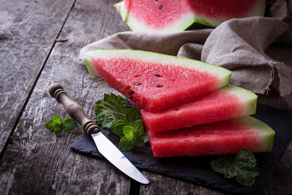 Sliced watermelon and mint